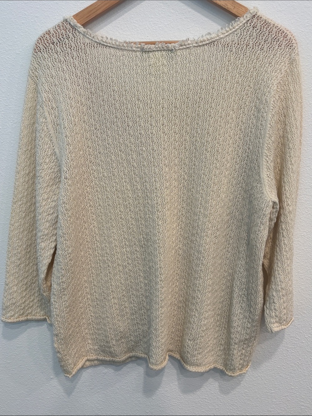 Sigrid Olsen Cream Knit Button-Up Sweater Floral Coastal Grandma - Picture 5 of 8